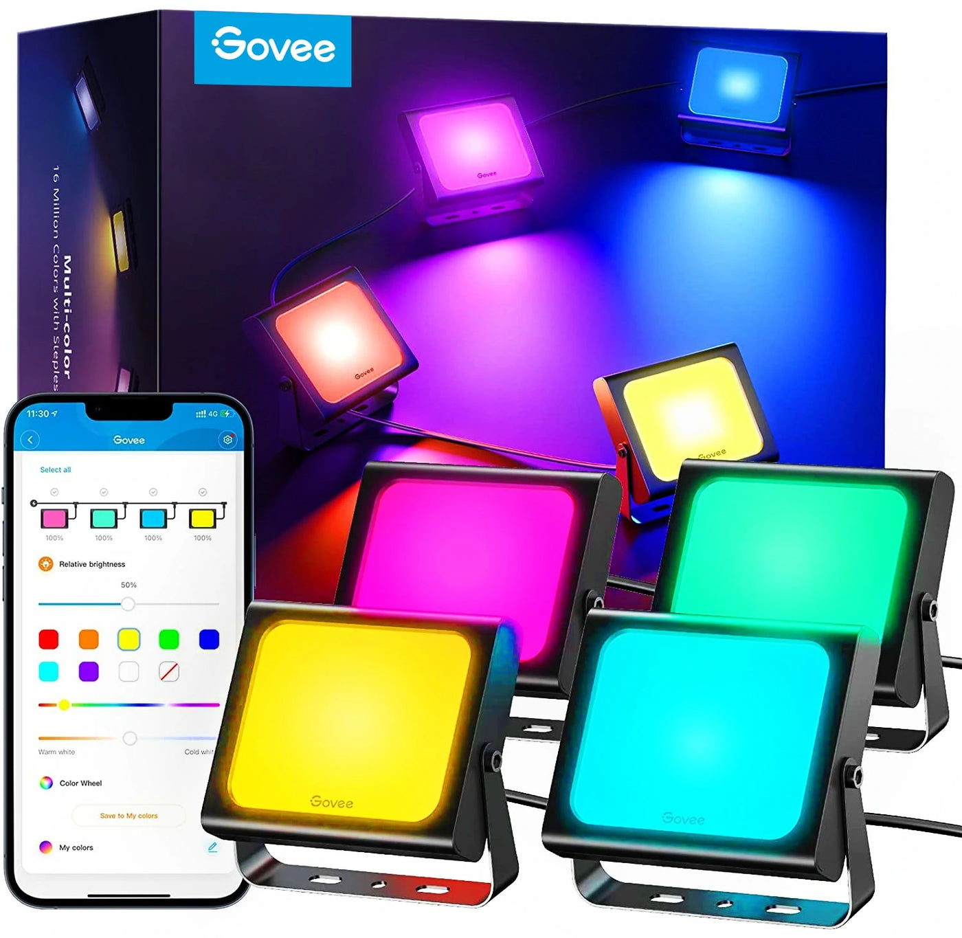 Govee RGBICWW LED Smart Flood Lights